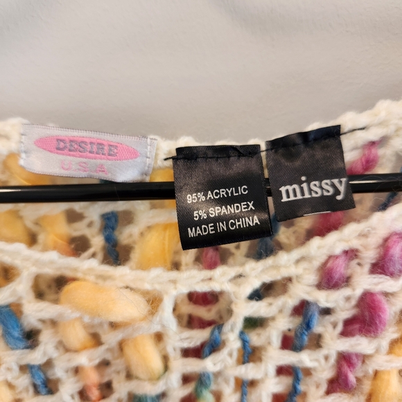 Desire Missy Knit Cape Poncho Rainbow Fringe - Picture 3 of 5